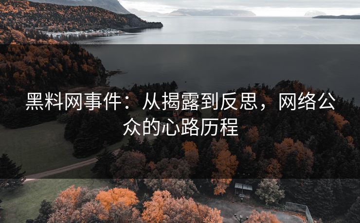 黑料网事件:从揭露到反思,网络公众的心路历程 黑料网事件:从揭露到反思,网络公众的心路历程