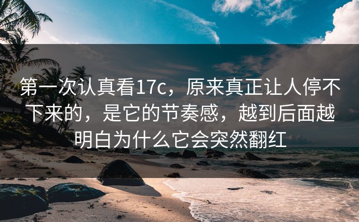 第一次认真看<strong>17C</strong>，原来真正让人停不下来的，是它的节奏感，越到后面越明白为什么它会突然翻红